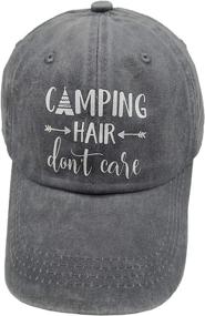 img 1 attached to 🧢 Vintage Baseball Cap: HHNLB Unisex Camping Hair Don't Care design; Classic Cotton Dad Hat, Adjustable Plain Cap