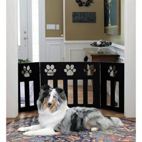 img 1 attached to 🐾 Premium Black Wooden Paw Decor Pet Gate - Perfect for Pet Store Owners!