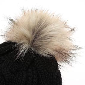 img 1 attached to ❄️ Winter Stretchy Knitted Faux Pom Pom Girls' Accessories by MIRMARU for Cold Weather