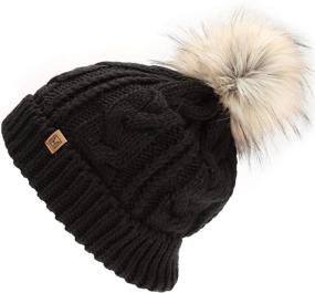 img 3 attached to ❄️ Winter Stretchy Knitted Faux Pom Pom Girls' Accessories by MIRMARU for Cold Weather