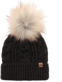 img 4 attached to ❄️ Winter Stretchy Knitted Faux Pom Pom Girls' Accessories by MIRMARU for Cold Weather