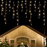 waterglide 360 led christmas icicle lights outdoor dripping ice cycle string light, 29.5ft with 60 drops, 8 modes curtain fairy lights for indoor xmas holiday wedding party decorations in warm white логотип