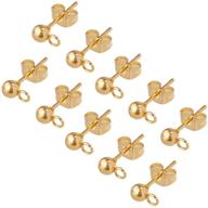 premium hypoallergenic stainless steel stud earrings for earring making diy - 100pcs (50pairs) ph pandahall 0.7mm pin earring components with ear nuts, ball post earrings with loop - 15x7mm, ball 4mm logo