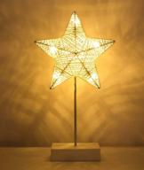 ✨ lewondr star shape table lamp - battery powered led christmas decorative lamp for home bedroom decoration - bright warm white light - desk lamp with winding iron frame and plastic base - white логотип