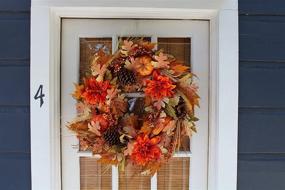 img 2 attached to 🍂 The Wreath Depot Oakwood Silk Fall Door Wreath - 22 Inches - Beautiful White Gift Box Included: Elegant Fall Décor at Its Finest!
