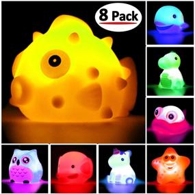 img 2 attached to 🦆 8 Piece Light Up Floating Rubber Animal Bath Toys Set with Color Changing Lights - Ideal for Baby, Infant, Kids, Toddler, Child, Preschool Bathtub, Bathroom, Shower, Swimming Pool Party Games