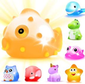 img 4 attached to 🦆 8 Piece Light Up Floating Rubber Animal Bath Toys Set with Color Changing Lights - Ideal for Baby, Infant, Kids, Toddler, Child, Preschool Bathtub, Bathroom, Shower, Swimming Pool Party Games