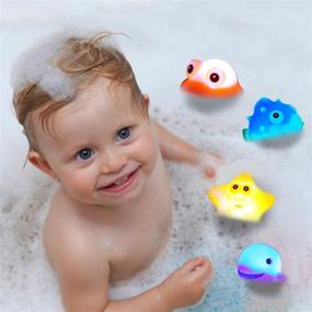 img 3 attached to 🦆 8 Piece Light Up Floating Rubber Animal Bath Toys Set with Color Changing Lights - Ideal for Baby, Infant, Kids, Toddler, Child, Preschool Bathtub, Bathroom, Shower, Swimming Pool Party Games