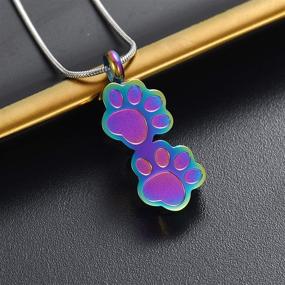 img 2 attached to Double Paw Print Urn Pendant – 🐾 Stainless Steel Cremation Jewelry for Ashes, Memorial Keepsake