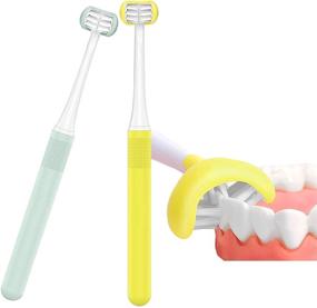 img 4 attached to 🦷 Autism Toothbrush for Special Needs Kids - 2 Pack, 3 Sided Design with Soft Bristles for Gentle & Complete Tooth Cleaning