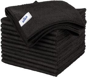 img 4 attached to 🧺 MR.SIGA 12-Pack Black Microfiber Cleaning Cloth, All-Purpose Towels, Streak-Free Cleaning Rags, 32 x 32 cm Size (12.6 x 12.6 inch)