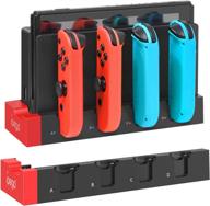 switch joy cons controllers charging dock with extended usb port - portable desktop stand for convenient charging - black/red логотип
