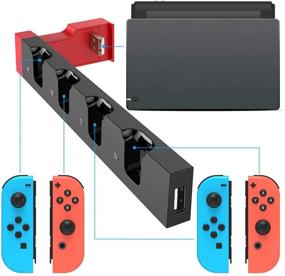 img 1 attached to Switch Joy Cons Controllers Charging Dock with Extended USB Port - Portable Desktop Stand for Convenient Charging - Black/Red