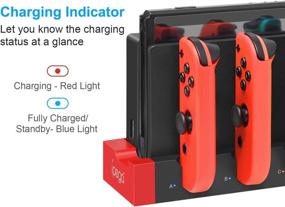 img 3 attached to Switch Joy Cons Controllers Charging Dock with Extended USB Port - Portable Desktop Stand for Convenient Charging - Black/Red