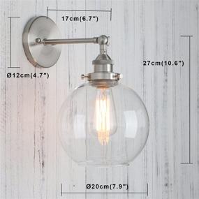 img 3 attached to 🏭 Vintage Industrial Wall Sconce with 7.9" Round Clear Glass Globe Shade - Rustic Wall Mount Light Fixture in Brushed Finish