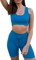 👚 women's ribbed tank crop top and seamless sport bra yoga legging outfits - 2pcs shorts tops set for fitness gym and yoga workout logo