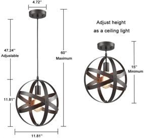 img 1 attached to 💡 Changeable Hanging Spherical Pendant Lighting Fixture by Truelite: Industrial Metal Display