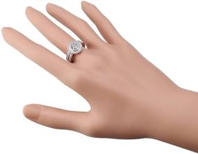 img 2 attached to Lavencious Clear Wedding Ring Set - Round Engagement Ring Band in 925 Sterling Silver with White AAA CZ