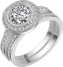 img 4 attached to Lavencious Clear Wedding Ring Set - Round Engagement Ring Band in 925 Sterling Silver with White AAA CZ