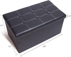 img 3 attached to 🪑 YQYS 30 Inch Rectangular Ottomans-Foldable Footrest with Seat Cushion, 80L Faux Leather Chest with Cover-Folding Storage Bench for Hallway and Living Room-350 lbs Weight Capacity-Black