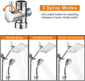 img 3 attached to 🚿 SHAWLAM 8-inch Rainfall Shower Head Kit with Extension Arm - High Pressure Handheld Shower Combo, 9 Adjustable Settings, Anti-leak Head with Holder
