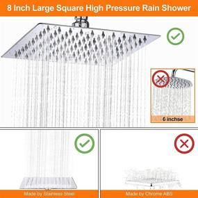 img 2 attached to 🚿 SHAWLAM 8-inch Rainfall Shower Head Kit with Extension Arm - High Pressure Handheld Shower Combo, 9 Adjustable Settings, Anti-leak Head with Holder