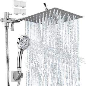 img 4 attached to 🚿 SHAWLAM 8-inch Rainfall Shower Head Kit with Extension Arm - High Pressure Handheld Shower Combo, 9 Adjustable Settings, Anti-leak Head with Holder