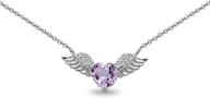 sterling silver heart angel wings necklace: genuine vs synthetic gemstone, 15 inches + extender logo