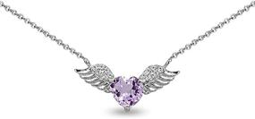 img 3 attached to Sterling Silver Heart Angel Wings Necklace: Genuine vs Synthetic Gemstone, 15 Inches + Extender