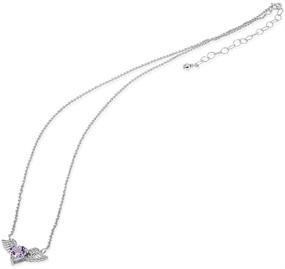 img 2 attached to Sterling Silver Heart Angel Wings Necklace: Genuine vs Synthetic Gemstone, 15 Inches + Extender