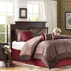 img 4 attached to 🛏️ Red Queen Size Madison Park Talbot 7 Piece Comforter Set