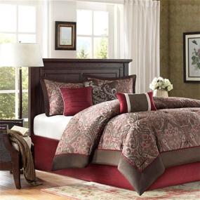 img 3 attached to 🛏️ Red Queen Size Madison Park Talbot 7 Piece Comforter Set