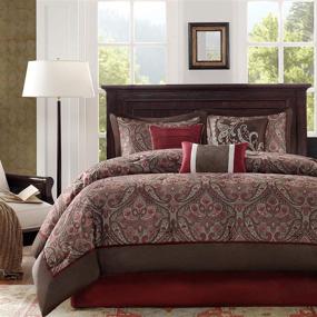 img 2 attached to 🛏️ Red Queen Size Madison Park Talbot 7 Piece Comforter Set