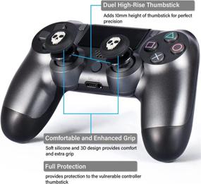 img 1 attached to 🎮 Enhance Precision and Comfort with Playrealm FPS Thumbstick Extender & Printing Rubber Silicone Grip Cover 2 Sets for PS5 Dualsenese & PS4 Controller (Ghost)