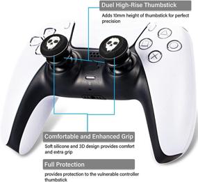 img 3 attached to 🎮 Enhance Precision and Comfort with Playrealm FPS Thumbstick Extender & Printing Rubber Silicone Grip Cover 2 Sets for PS5 Dualsenese & PS4 Controller (Ghost)