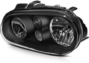 img 2 attached to 🚗 LSAILON Headlight Assembly for VW Cabrio & Golf 1999-2006 | Driver & Passenger Side | Black Housing Clear Lens Replacement