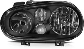 img 3 attached to 🚗 LSAILON Headlight Assembly for VW Cabrio & Golf 1999-2006 | Driver & Passenger Side | Black Housing Clear Lens Replacement