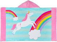 🦄 bavilk kids hooded bath beach towel boys girls swim pool cover up highly absorbent adorable cartoon animal design full of joy (rainbow unicorn) logo
