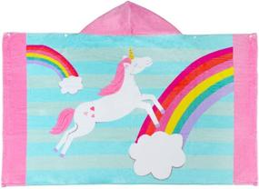 img 4 attached to 🦄 Bavilk Kids Hooded Bath Beach Towel Boys Girls Swim Pool Cover Up Highly Absorbent Adorable Cartoon Animal Design Full of Joy (Rainbow Unicorn)