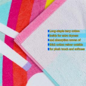 img 1 attached to 🦄 Детский капюшоном полотенце для ванной или пляжа Bavilk для мальчиков и девочек, для бассейна. Очень впитывающее, с очаровательным анимационным дизайном животных, наполненным радостью (Радужный Единорог)