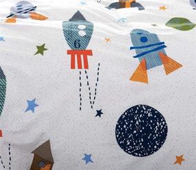 img 2 attached to 🌌 Brandream Twin Size 100% Cotton Boys Space Galaxy Bedding Set - 3-Piece Duvet Cover Set