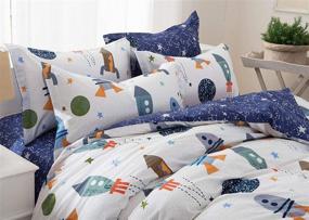 img 4 attached to 🌌 Brandream Twin Size 100% Cotton Boys Space Galaxy Bedding Set - 3-Piece Duvet Cover Set