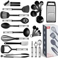 🍳 24-piece kitchen utensil set – nylon and stainless steel utensils, non-stick & heat resistant cooking tools, pots and pans accessories, black kitchen gadgets logo