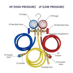 img 2 attached to 🌡️ Набор манометров для диагностики автокондиционеров 5FT AC - идеально подходит для R134A R12, R22, R502, с соединителями, адаптером Acme - техническое обслуживание автомобильных кондиционеров.