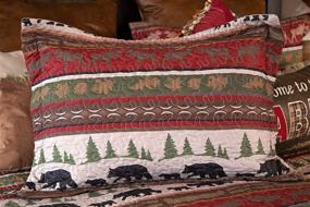 img 3 attached to King Size Red Carstens Cabin & Lodge Stripe Quilt Set