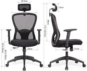 img 3 attached to Ergonomic High Back Mesh Office Chair with Adjustable Lumbar Support, Armrests, and Headrest - IWMH Office Chair for Home Office Desk, Executive Swivel Computer Chair (Black)