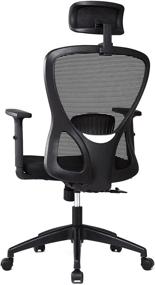 img 4 attached to Ergonomic High Back Mesh Office Chair with Adjustable Lumbar Support, Armrests, and Headrest - IWMH Office Chair for Home Office Desk, Executive Swivel Computer Chair (Black)