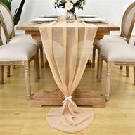 dolopl 2 pack champagne chiffon table runner: sheer 10ft romantic tulle for wedding decor - ideal for birthdays, bridal & baby showers logo