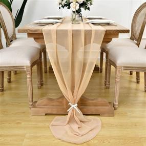 img 4 attached to DOLOPL 2 Pack Champagne Chiffon Table Runner: Sheer 10ft Romantic Tulle for Wedding Decor - Ideal for Birthdays, Bridal & Baby Showers