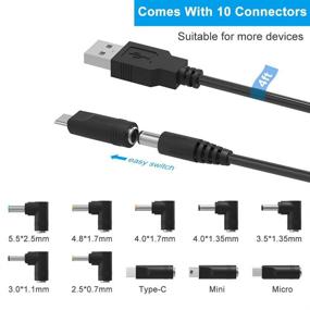 img 3 attached to 🔌 Универсальный кабель питания IBERLS 5V DC с 10 совместимыми разъемами, USB к кабелю зарядки с разъемом 5.5x2.1 мм (включая 5.5x2.5, 4.8x1.7, 4.0x1.7, 4.0x1.35, 3.5x1.35, 3.0x1.1, 2.5x0.7, Micro USB, Type-C, Mini USB)